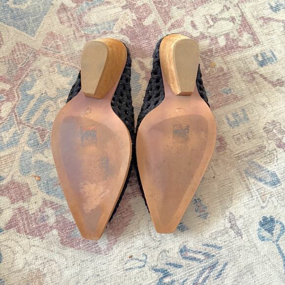 Jeffrey Campbell Leone Suede Woven Mules Black Slip On Shoes Size 10 - Picture 9 of 9